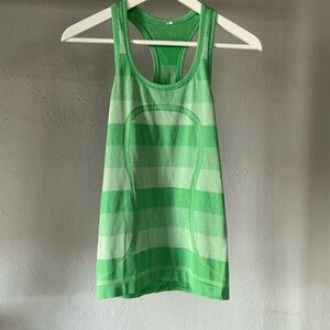 Lululemon Athletica Green Striped Tank Top